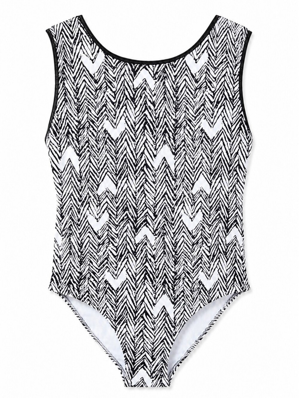 aerie Black and White Chevron One-Piece Swimsuit Size XL